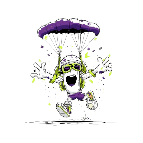 pocket planter mascot parachuting
